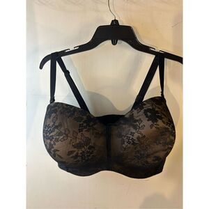 Curvy couture convertible strapless bra 40G rn#137672 black lace 5 hooks bra new